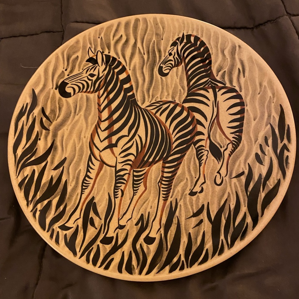 Vintage Hand Painted Drostdy South African Plate w/ Zebras